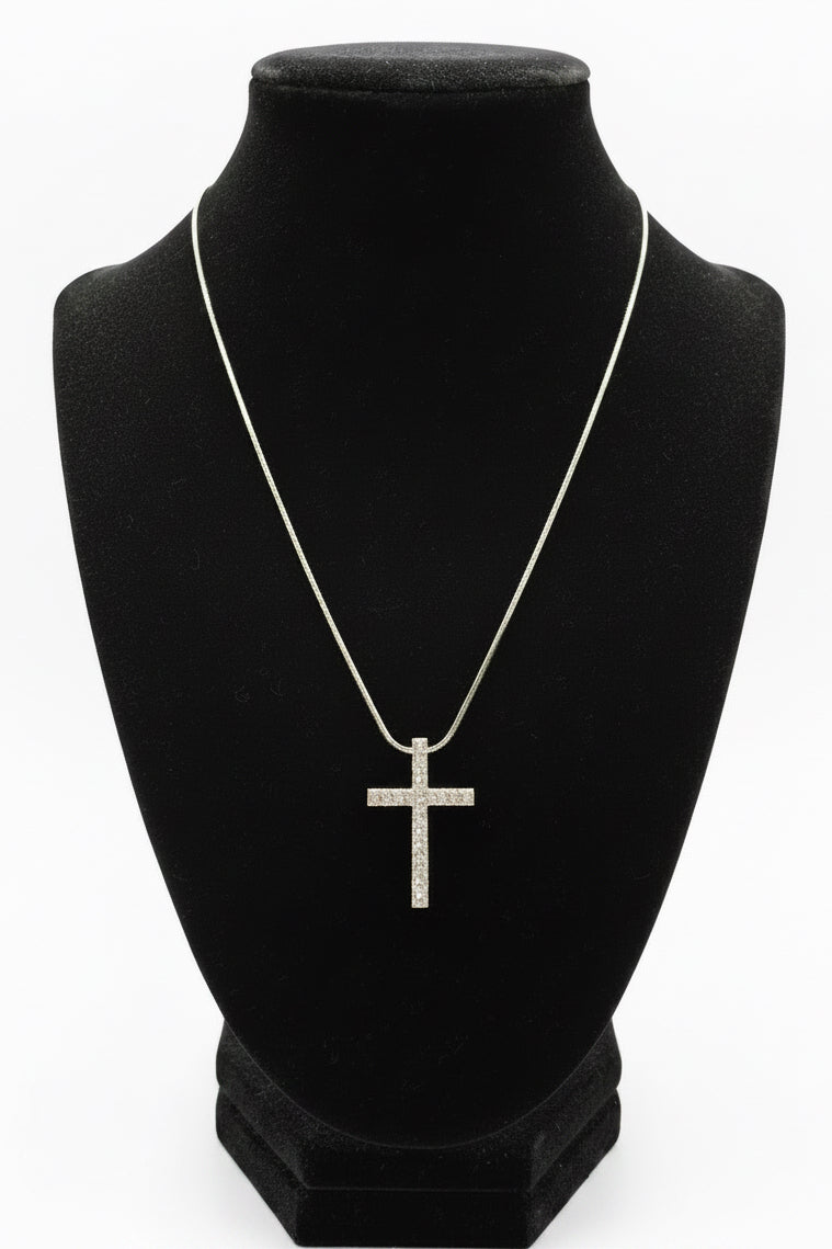 Angeliyah Silver Crystal Cross